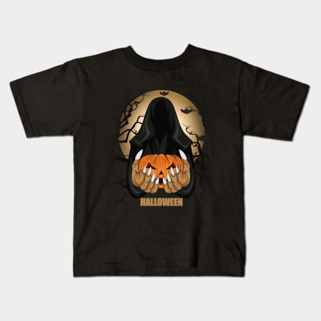 Halloween Grim Reaper Kids T-Shirt by Rosomyat